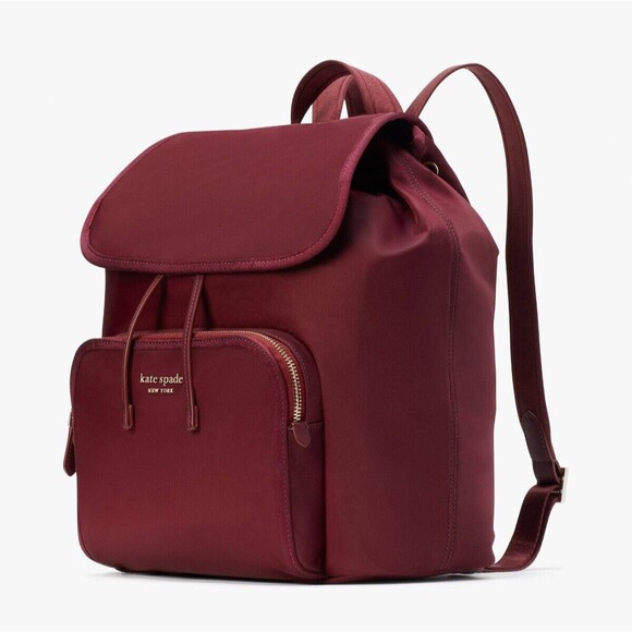 New Kate Spade Sam Medium Backpack the Little Better Nylon Dark Merlot - Picture 2 of 5